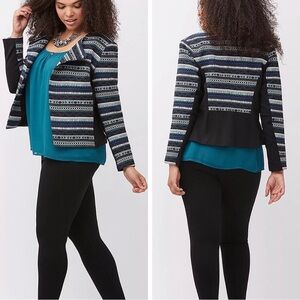 Lane Bryant Aztec Jacquard Moto Style Jacket Size 22